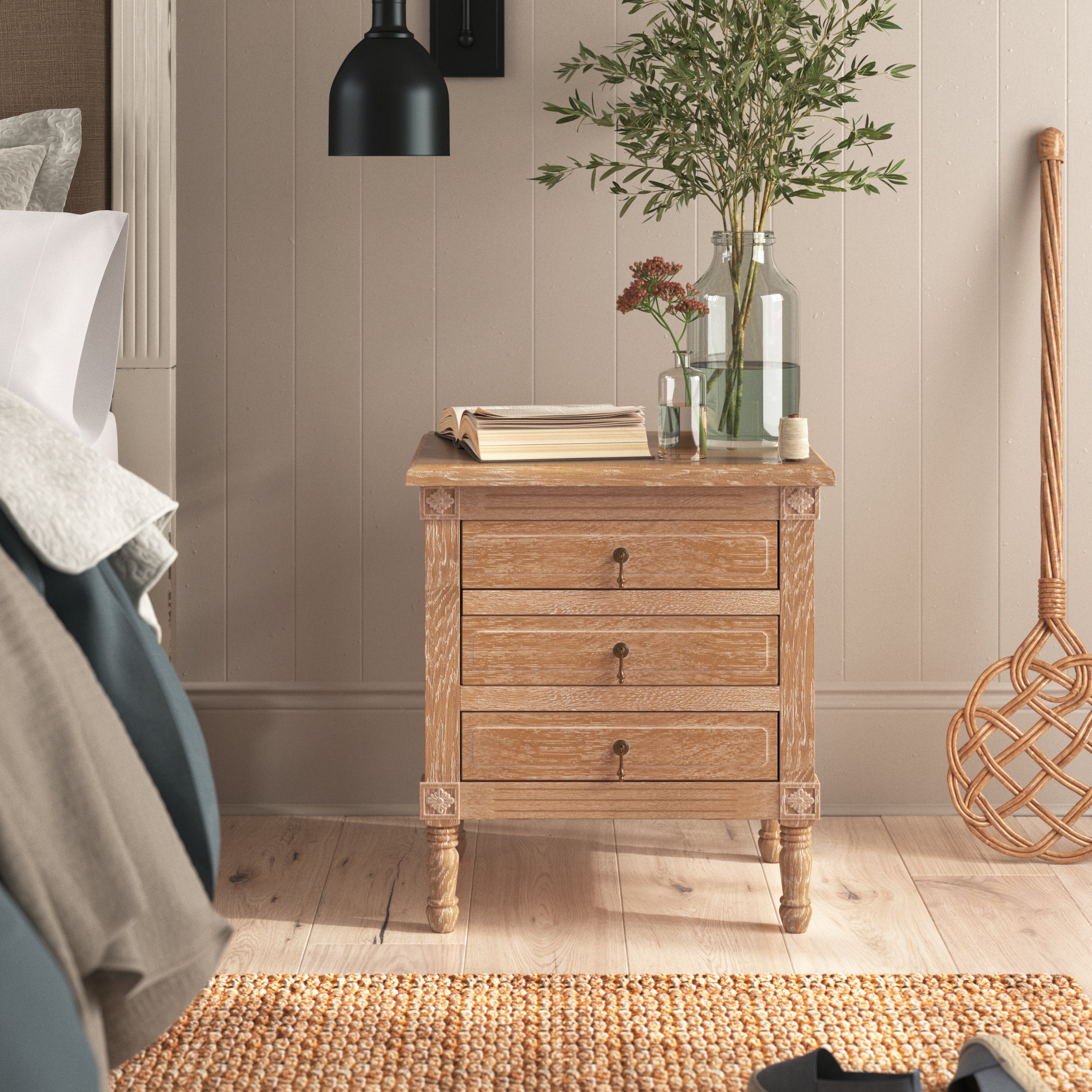 Oak wood nightstand discount